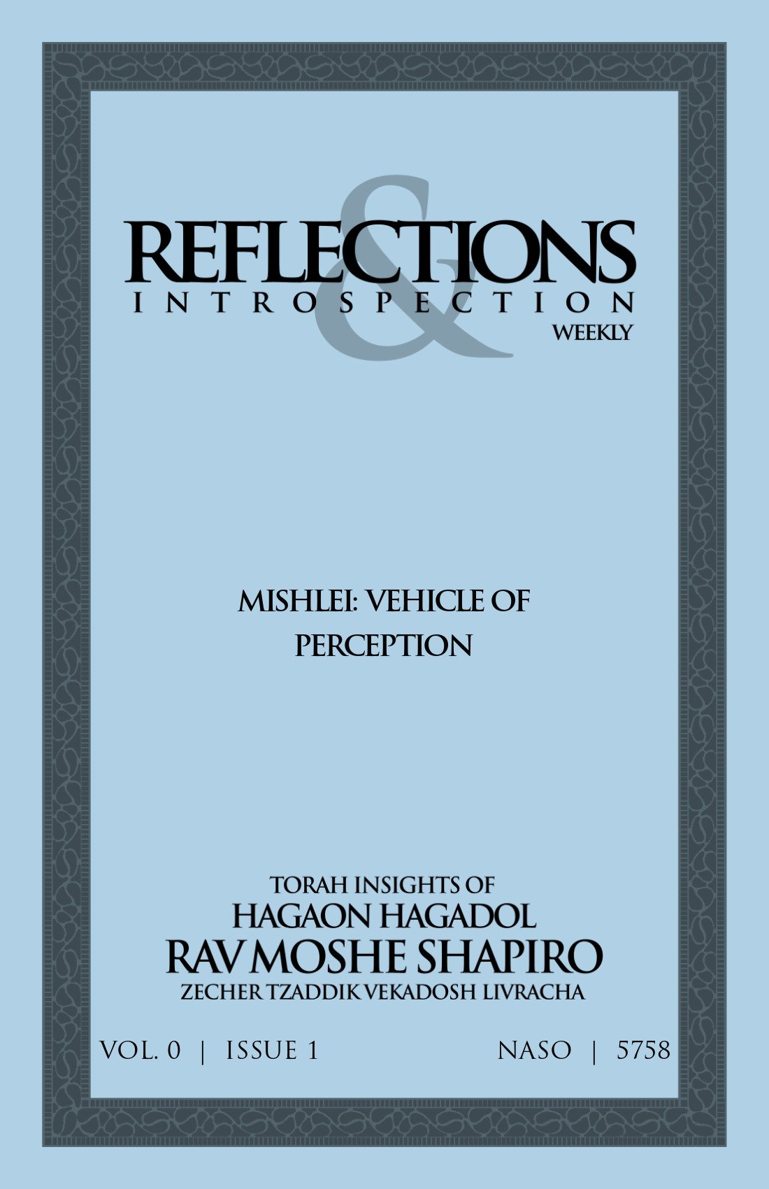 Cover of Mishlei: Vehicle of Perception